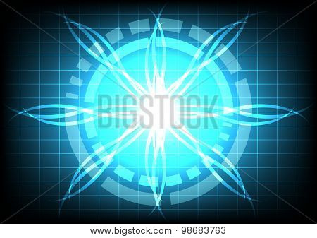 Abstract Circle  Blue Light Ray Effect Technology