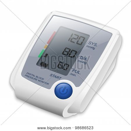 Digital Blood Pressure Monitor, Vector Illustration