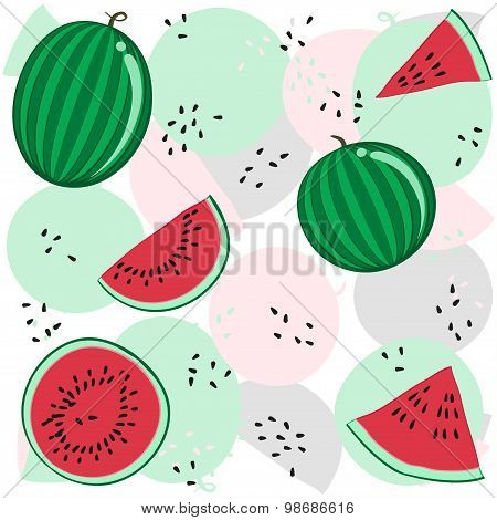 summer red watermelon vector pattern