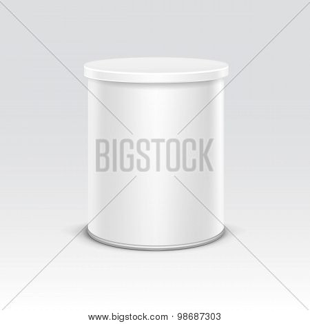 White tin box packaging container for tea coffee isolated vector