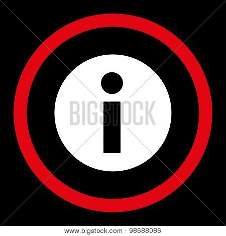 Information flat red and white colors rounded vector icon