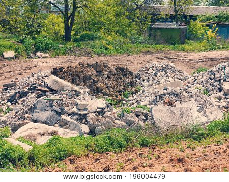 Landslide Caused By Torrential Rains Of Hurricane Christie. Broken Road Asphalt Cracked, And Came Do
