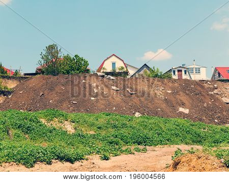 Landslide Caused By Torrential Rains Of Hurricane Christie. Broken Road Asphalt Cracked, And Came Do