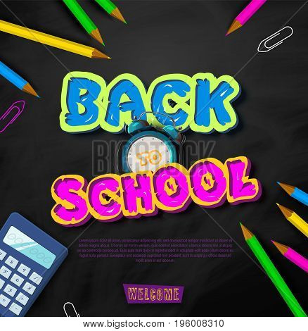 Back to school. Tipographic Banner. Bright flyer. Vector Illustration
