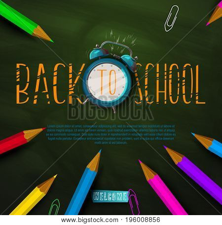 Back to school. Tipographic Banner. Bright flyer. Vector Illustration