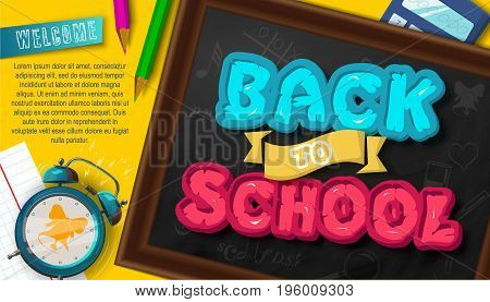 Back to school. Tipographic Banner. Bright flyer. Vector Illustration