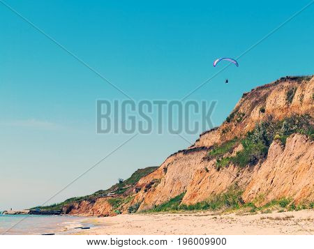 Landslide Zone On Black Sea Coast. Zone Of Natural Disasters During Rainy Season. Large Masses Of Ea