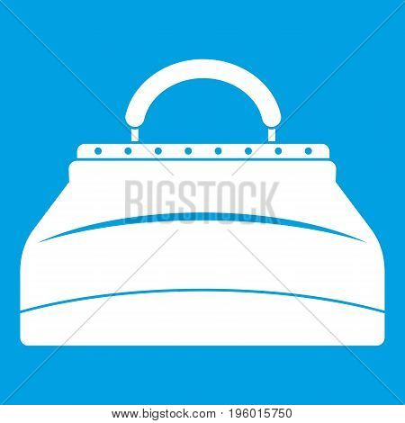 Carpetbag icon white isolated on blue background vector illustration