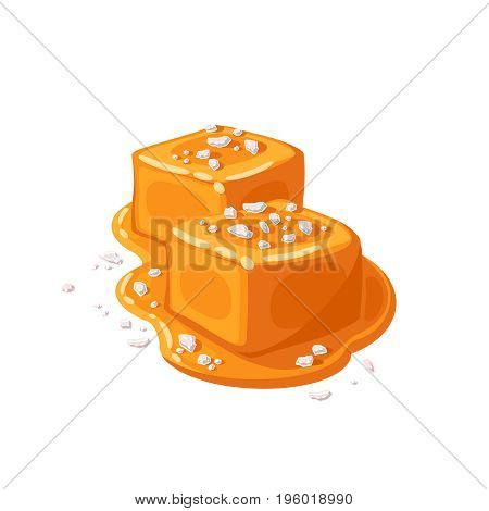 Piece of salted caramel .Vector illustration flat icon isolated on white.