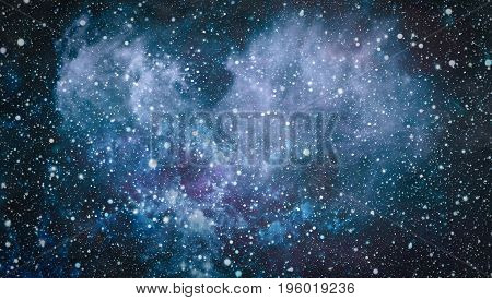 Deep space background with stardust and shining star. Milky way cosmic background. Star dust and pixie dust glitter space backdrop. Space stars and planet conceptual image.