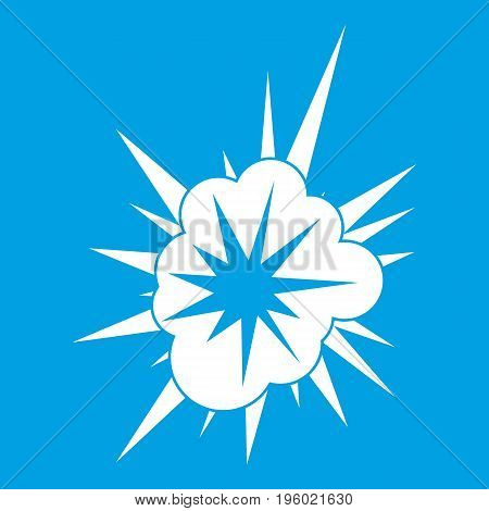 Nucleate explosion icon white isolated on blue background vector illustration