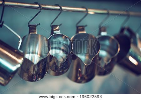 Display of Stanless pitcher . concreat backgroundColour Retro style Thailand