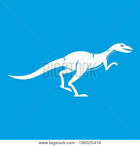 Velyciraptor icon white isolated on blue background vector illustration