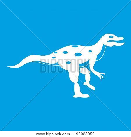 Ornithopod dinosaur icon white isolated on blue background vector illustration