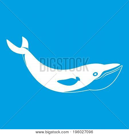 Whale icon white isolated on blue background vector illustration