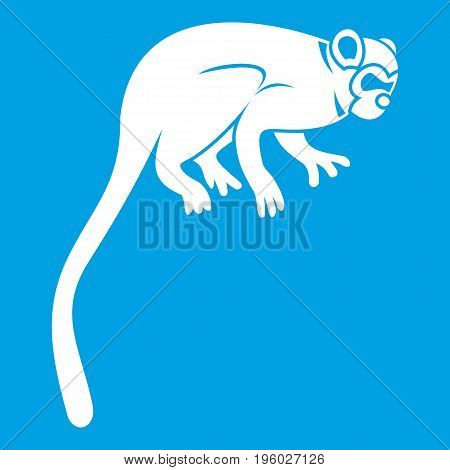 Marmoset monkey icon white isolated on blue background vector illustration