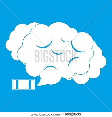 Tear gas icon white isolated on blue background vector illustration