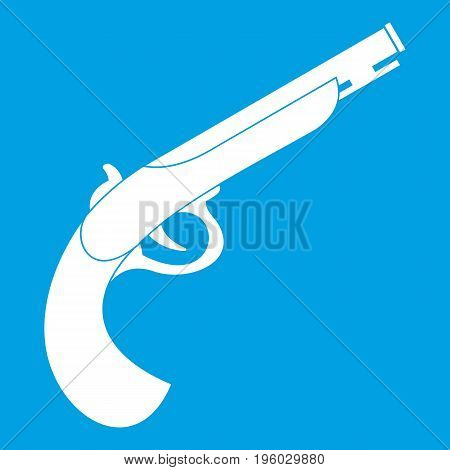 Gun icon white isolated on blue background vector illustration