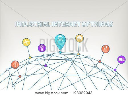 Industrial internet of things background with colorful icons