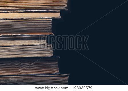 Pile of hardcover book with space for your text.