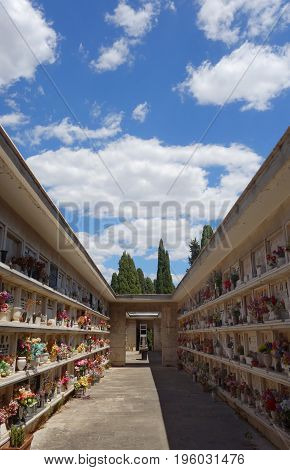 Christian tombs in the Verano cemetery in Rome Italy