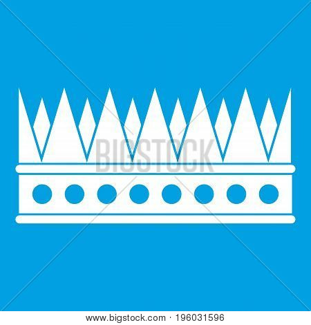 Regal crown icon white isolated on blue background vector illustration