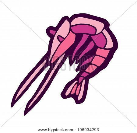Funny pink shrimp - stylized vector illustration