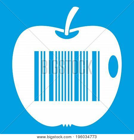 Code to represent product identification icon white isolated on blue background vector illustration