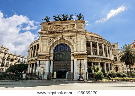 Palermo.Italy.May 26 2017.Views over Piazza Ruggero and Teatro Politeama in Palermo . Sicily