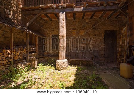 Medieval Courtyard In The Village Siurana De Prades, Tarragona, Catalunya, Spain.