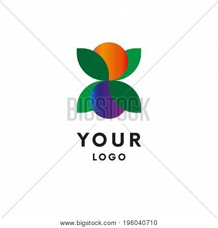 Leaf logo with berries. Logotype. Vector illustration.