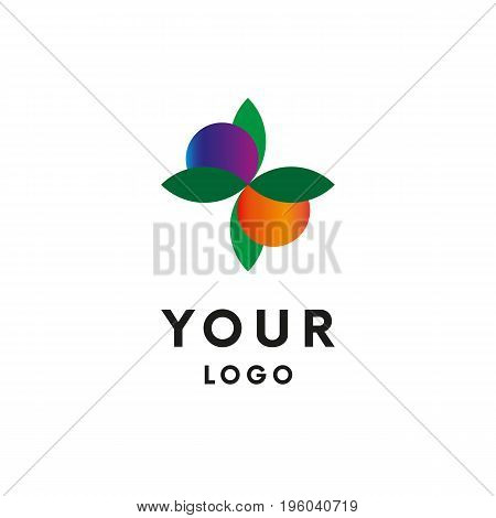 Leaf logo with berries. Logotype. Vector illustration.