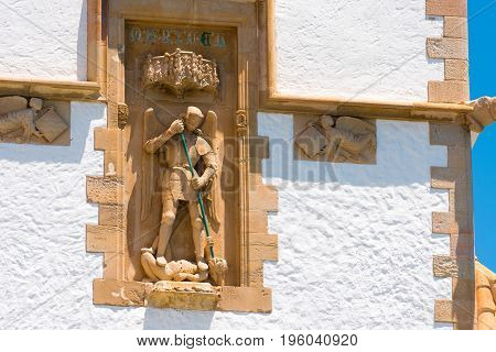 Sculpture And Bas-reliefs On The Building Of The Museum Marisel De Mar, Sitges, Barcelona, Catalunya
