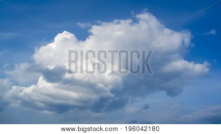 White puffy cumulus clouds in blue sky
