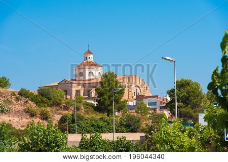 View Of Mont-roig Del Camp And The Church Of St. Miguel, Tarragona, Catalunya, Spain. Copy Space For