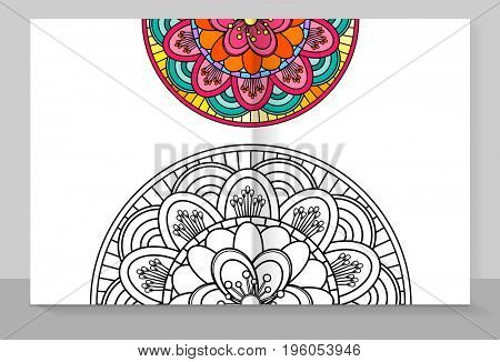 Cover copybook with a manadal coloring. 