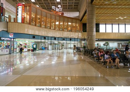 SEOUL, SOUTH KOREA - CIRCA MAY, 2017: inside Gimpo Airport International Terminal. Gimpo International Airport is located in the far western end of Seoul.