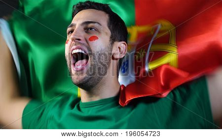 Portuguese Guy Waving Portugal Flag