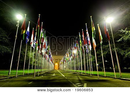 Banderas del país en nación unida, Geneva