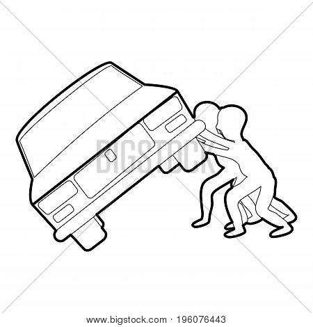 People overturned car icon in outline style isolated on white vector illustration