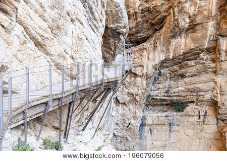 Hiking trail 'El Caminito del Rey' - King's Little Path former world's most dangerous footpath wich was reopened in May 2015. Ardales Malaga province Spain