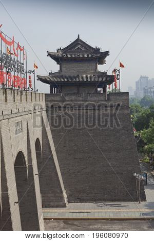 Xi'an walls China in the morning summer