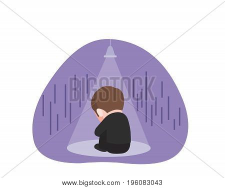 frustrated and lonely businessman. business concept illustration.