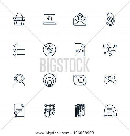 Set Of 16 Vector Icons For Software, Application Or Websites - Social Media And Technology. Editable