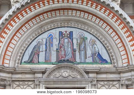 Westminster Cathedral Catholic Church neo-Byzantine style London United Kingdom. It is the largest Catholic church in England and Wales and the seat of the Archbishop of Westminster.