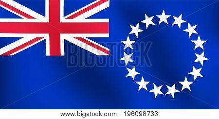 Flag of Cook Island with a little Waving Shading & Flag Colors separated layers - Vector Illustration