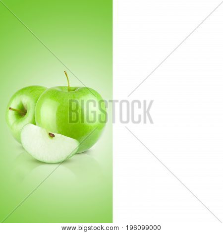 A fresh juicy apple on a green gradient background background.