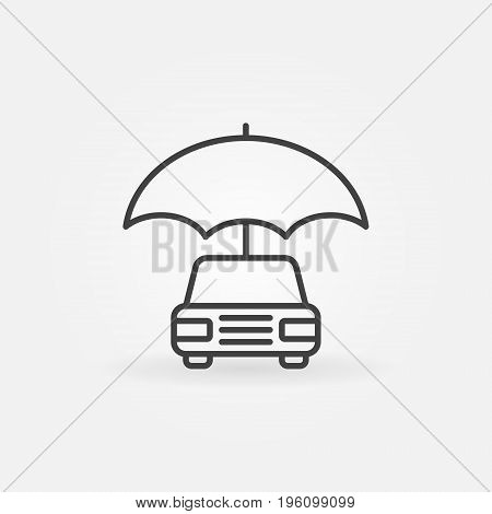 Car with umbrella icon - vector minimal auto insurance concept symbol or design element in thin line style