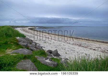Stony Shore On Gardur In Iceland