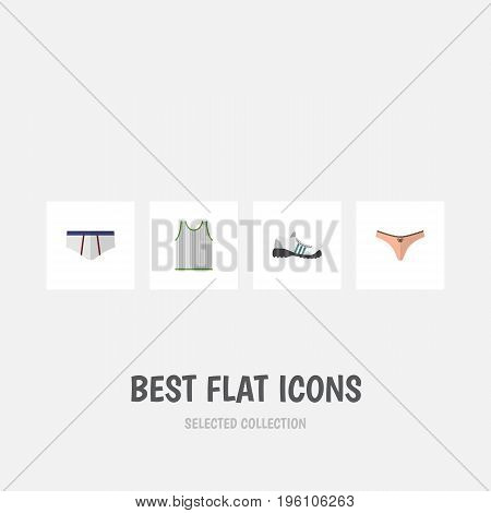 Flat Icon Dress Set Of Sneakers, Lingerie, Underclothes And Other Vector Objects